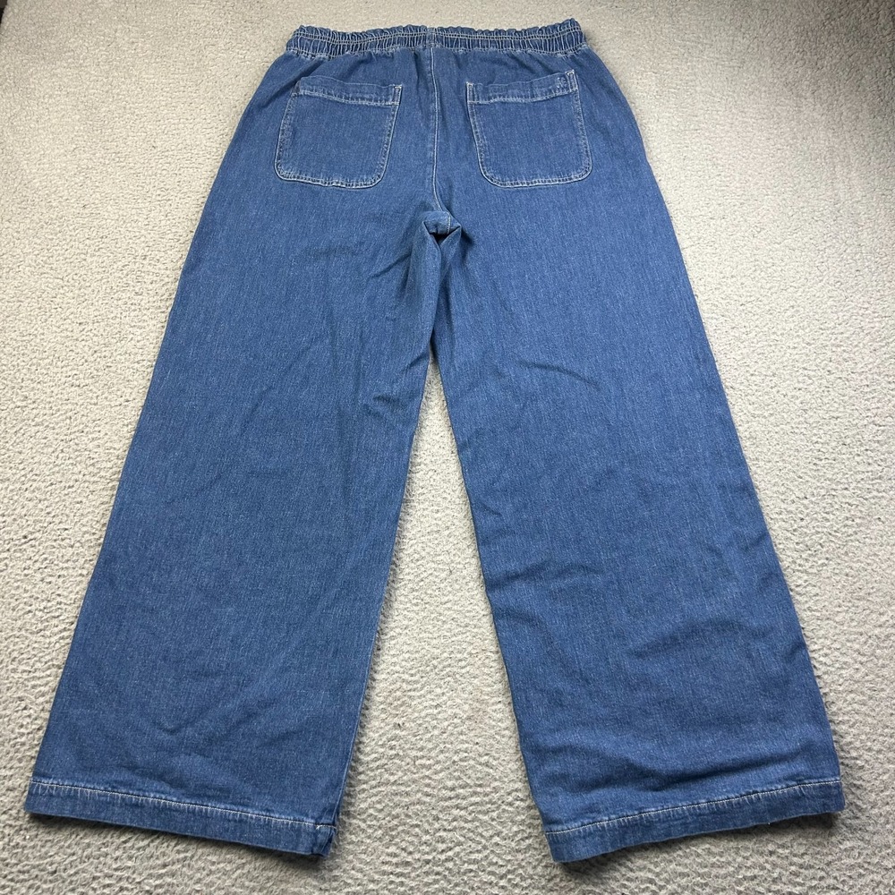 American Eagle Jeans Womens M Blue Dreamy Drape Linen Blend Wide Leg Pull On - Picture 3 of 11